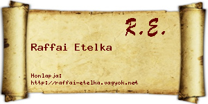 Raffai Etelka névjegykártya